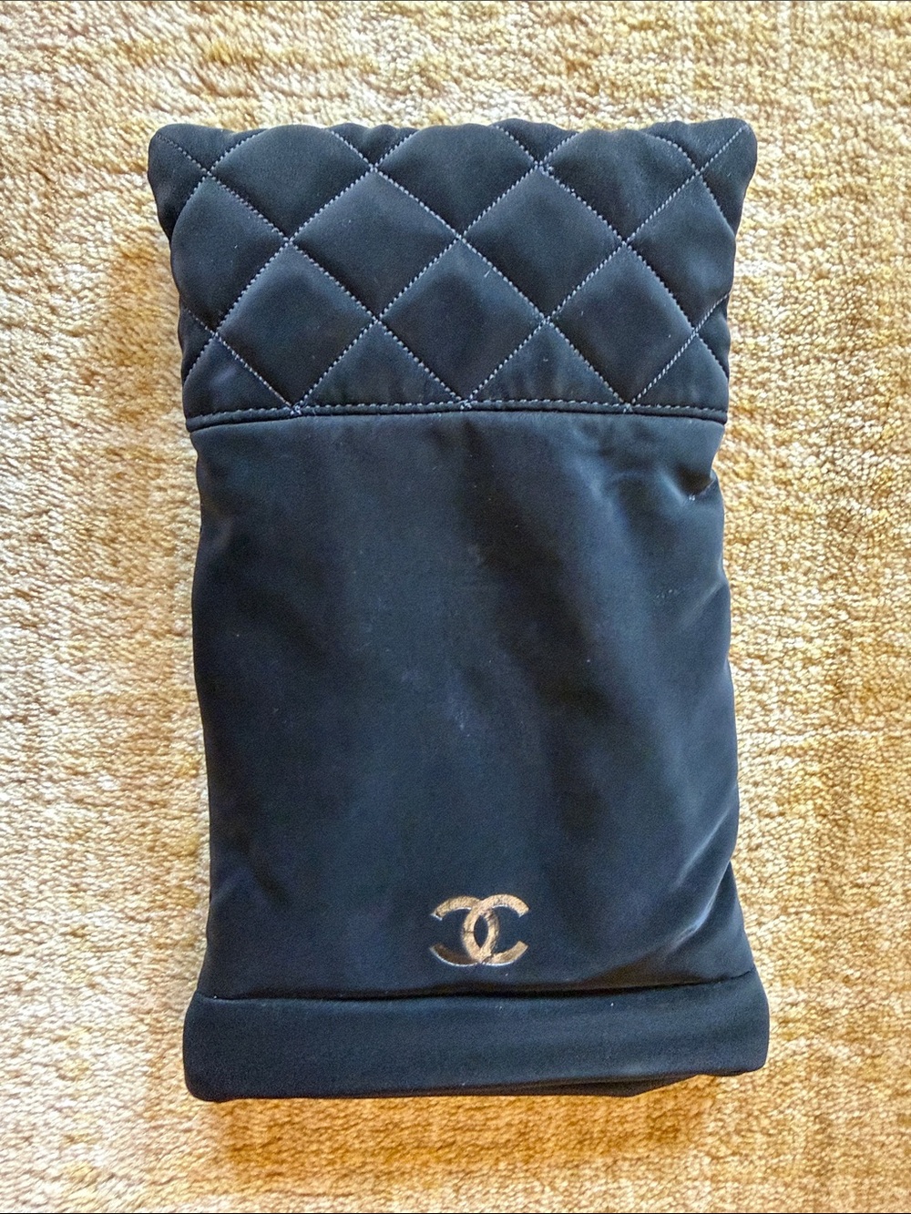 CHANEL Black Quilted sunglasses case
